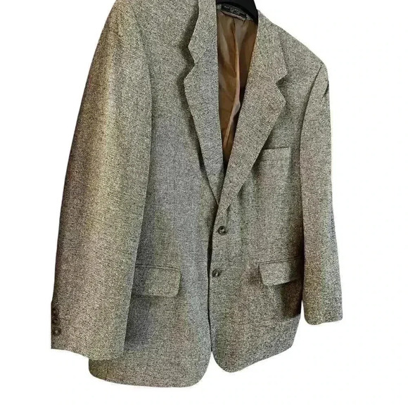 Barrington 100% SILK Tweed Sport Coat Blazer Jacket 2 Bttn Brown White Black 42R - Picture 2 of 8
